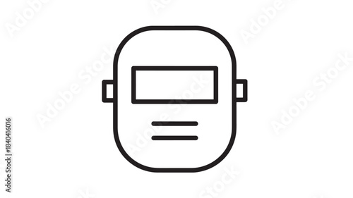 a simple line art illustration of a welding mask perfect for industrial designs and safety concepts on transparent background silhouette high quality professional detailed modern elegant