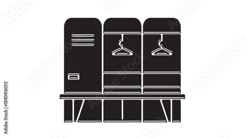 a sleek illustration of three black wardrobe lockers with hanging space and a base perfect for design projects on transparent background silhouette high quality professional detailed