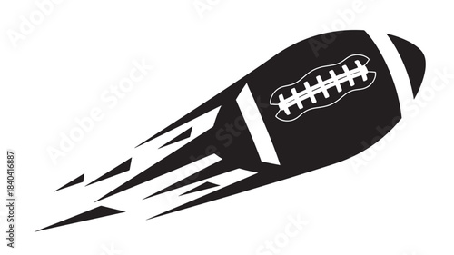 a dynamic black silhouette of an american football in motion with speed lines perfect for sports graphics on transparent background silhouette high quality professional detailed modern