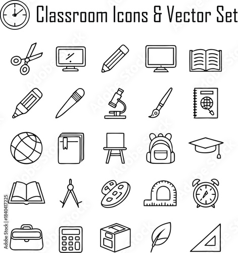 Classroom icons & Vector Set