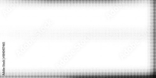 Dotted halftone gradient texture. Vanishing polka dot background. Repeating dots gradation pattern background. Black fading comic pop art overlay backdrop. Raster effect wallpaper. Vector halftone