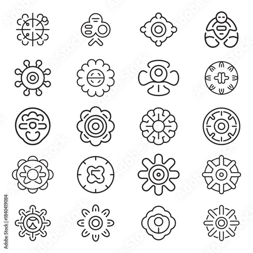 Predictive artificial intelligence icon set featuring futuristic technology and data visualization isolated on white background