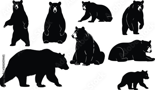 Collection of Delivery and Logistics Silhouettes with Motorcycle, Hand Truck, and Box Truck, Flat Vector Illustration Set for Shipping, Courier, and E-commerce Design