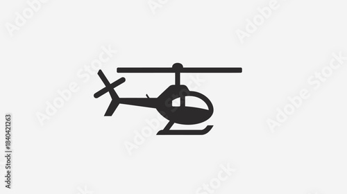 Minimalist Black Helicopter Icon Silhouette for Aviation and Air Transport Vector Graphic Design Element