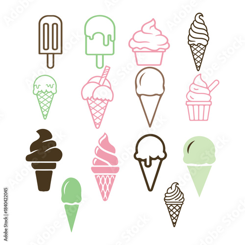 Sweet Summer Frozen Dessert Icons Collection