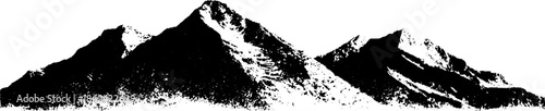 Black and white stencil illustration of a mountain plateau for nature-themed designs