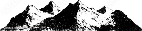 Black and white alpine ridge silhouette for outdoor adventure designs