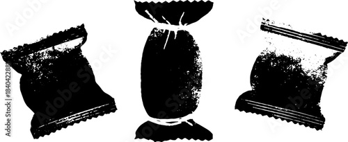 Black and white stencil art of narrow spice sachets for urban design projects