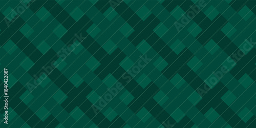 Dark Abstract Green Argyle Vector Pattern. Christmas Background. Golf Textile Print. Green Diamonds with Gold Accent Lines simple