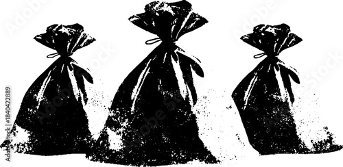 Black and white stencil of narrow spice sachets for creative designs