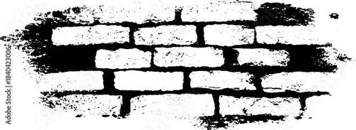 Black and white stencil of old tiled underpass with brick pattern for urban art design