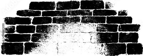 Black and white stencil art of old tiled underpass wall for urban design
