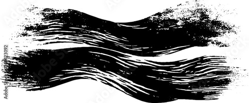 Abstract black and white flowing stencil art illustration for creative design