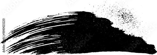 Black and white stencil illustration of dynamic paintbrush strokes for artistic design