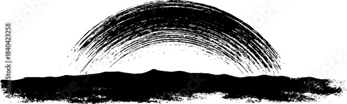 Abstract black and white stencil of curving parallel lines for urban art design