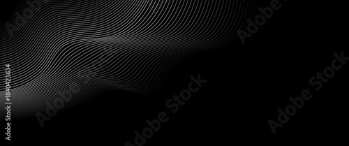 3D Vector wave lines pattern smooth curve flowing dynamic white light isolated on black background for concept of technology, digital. EPS10, WEBSITE