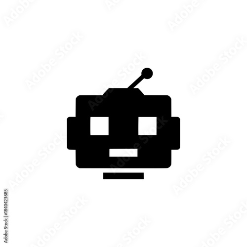 Minimalist Robot Head Icon, Symbol of Automation, AI, and the Digital Future