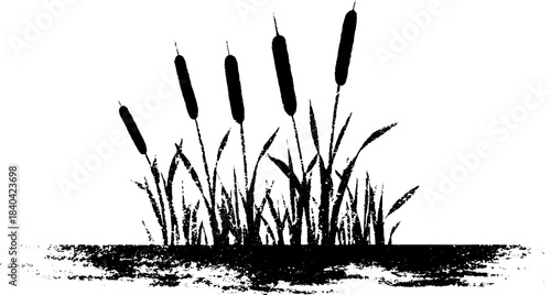 Black and white reed stencil for nature-inspired design and decor