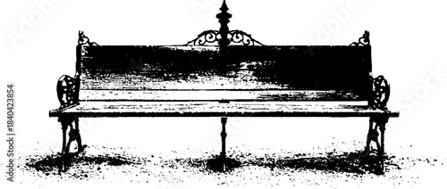 Vintage public seating stencil art for urban design and posters