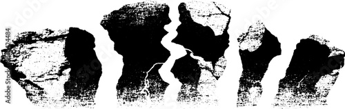 Rugged clay formations stencil illustration in black and white for artistic design