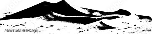 Black and white sand dunes stencil illustration for urban art and design