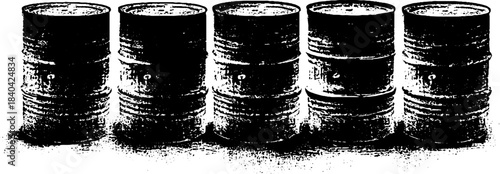 Black and white stencil of industrial sealed barrels for urban art designs