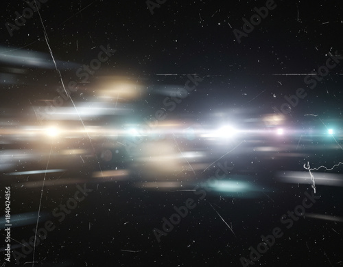 Abstract Neon Light Trails with Motion Blur and Light Leak Effects