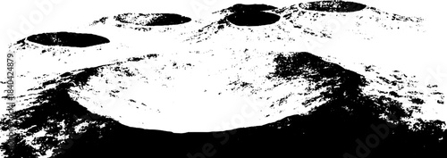 Black and white stencil illustration of shallow dune depressions in grunge art style