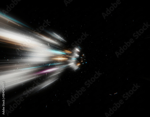 Abstract Neon Light Trails with Motion Blur and Light Leak Effects