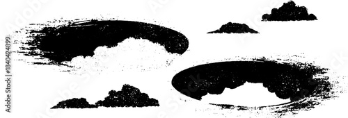 Monochrome stencil art of reflective shallow pools for design projects