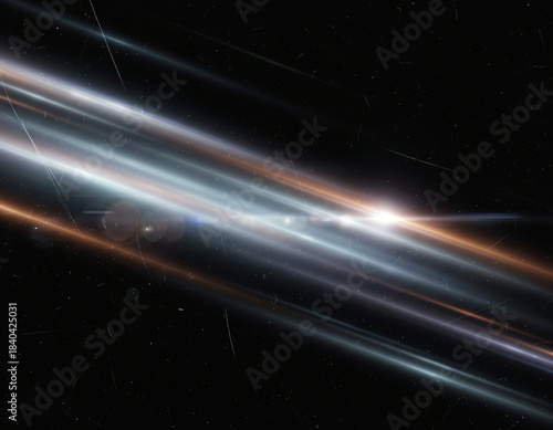 Abstract Neon Light Trails with Motion Blur and Light Leak Effects