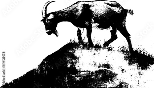 Black and white goat silhouette stencil art for posters and design