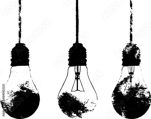 Industrial style black and white pendant light stencil for urban decor