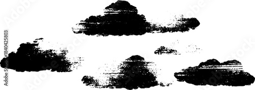 Black and white stencil art of soft rolling clouds for creative design