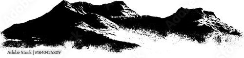 Black and white stencil of soft hill ridges for urban art design