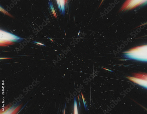 Abstract Neon Light Trails with Motion Blur and Light Leak Effects