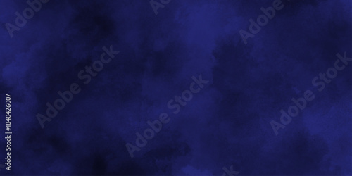 Abstract dark blue watercolor cloudiness, mist, or smog background. Dark navy blue sky with black background and blurred pattern. Vivid textured aquarelle painted art design background.