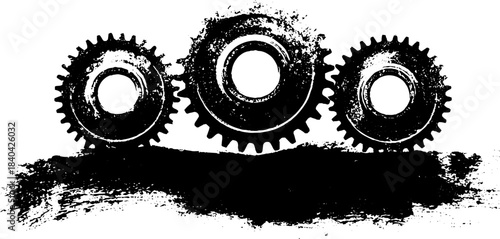 Industrial mechanical gears stencil art for urban design and print projects