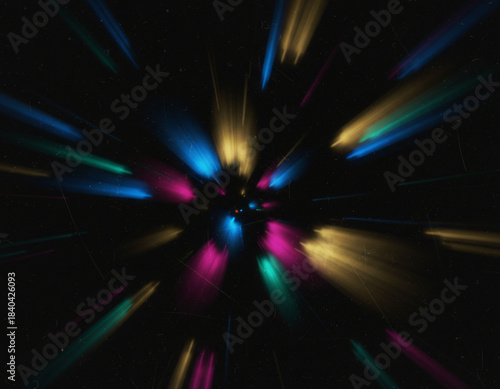 Abstract Neon Light Trails with Motion Blur and Light Leak Effects