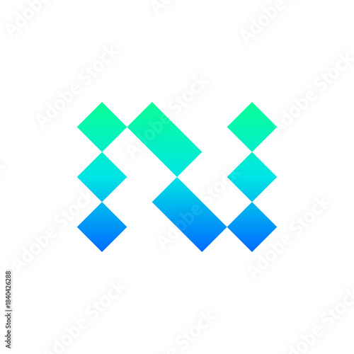 Letter N data technology modern logo design