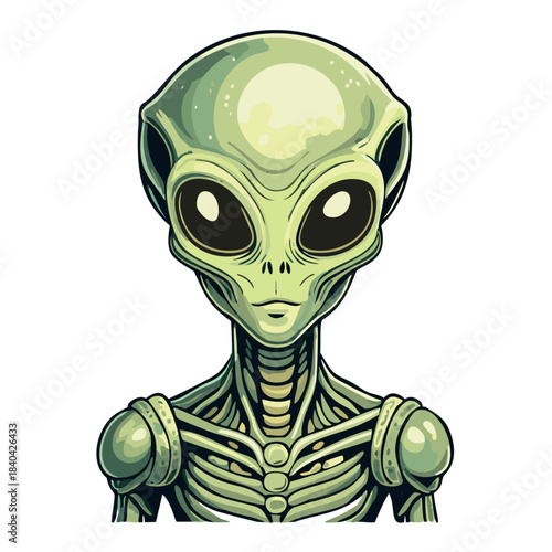 vintage wetplate photograph of extraterrestrial space alien on neutral background