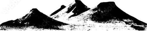 Black and white stencil illustration of sunlit dune tops