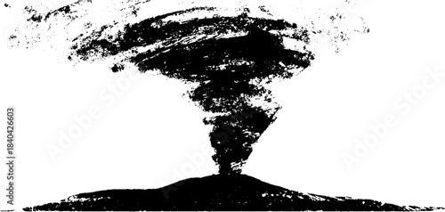 Monochrome swirling mist illustration for urban graffiti design