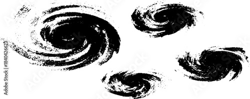 Intricate black and white swirling storm cloud stencil design for creative projects