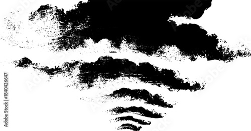 Monochrome swirling storm cloud stencil art for weather-themed designs