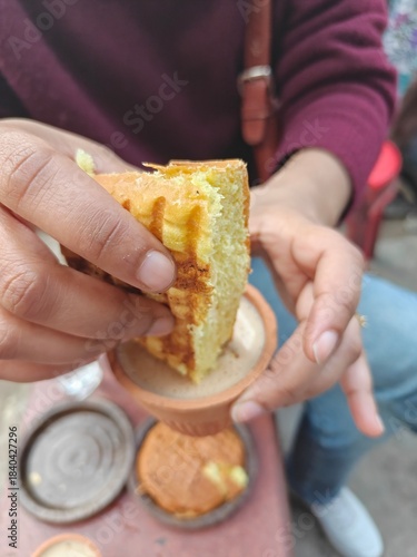 man eating bread