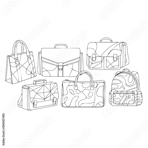 Elegant Bag Line Art Vector