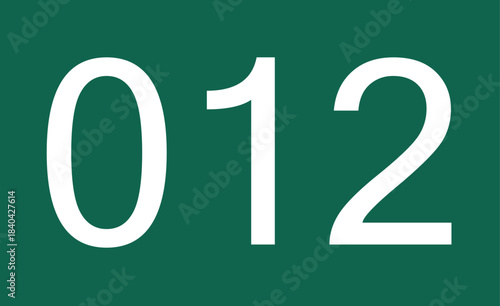 Minimal green number 012 with bold typography, ideal for data labeling, numbering layouts, dashboards, and structured visuals