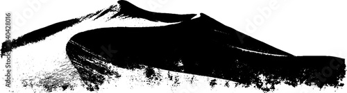 Monochrome stencil art of gentle mountain curvature for design and decoration