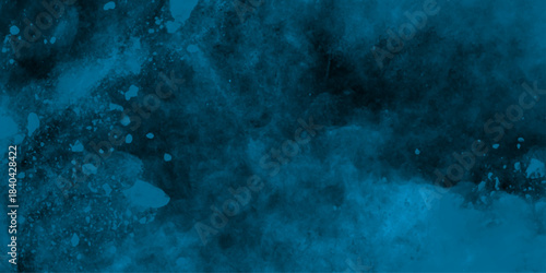 Abstract dark blue watercolor cloudiness, mist, or smog background. Dark navy blue sky with black background and blurred pattern. Vivid textured aquarelle painted art design background.